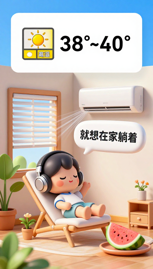 高温预警下的清凉居家：Q版卡通2.5D壁纸