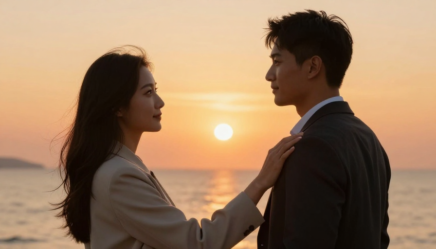 日落情深：西装情侣海边浪漫合影