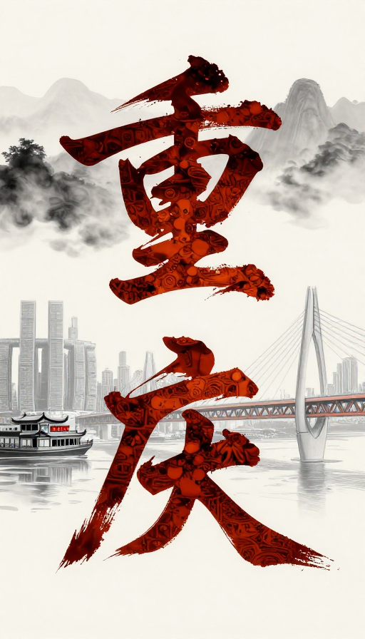 非遗水墨：重庆狂草与城市地标融合设计