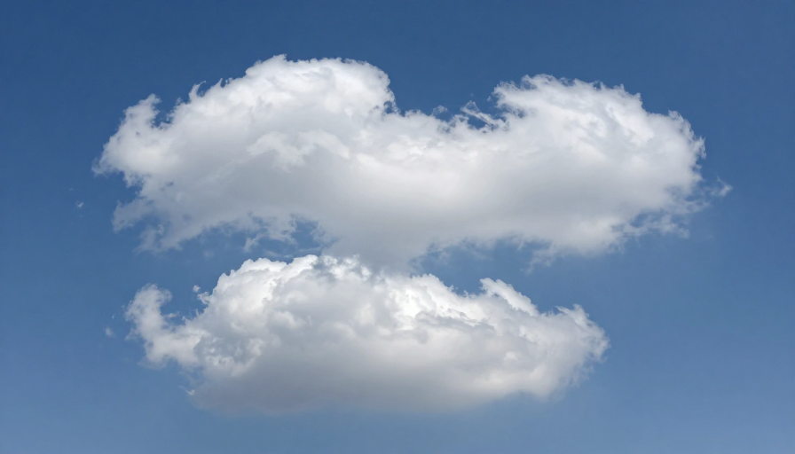 蓬松洁白积云在深蓝天空中呈现立体光影的摄影佳作