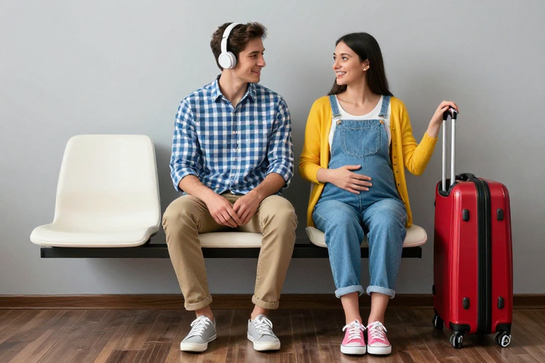 温馨孕期旅行准备瞬间