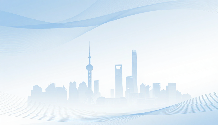 未来科技城市剪影:淡蓝渐变抽象商务背景