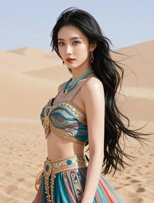 西域风情美人:神秘眼眸与锦绣霓裳