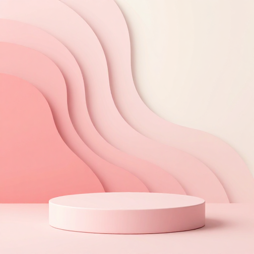 极简粉调波浪背景,柔美纸艺剪影设计