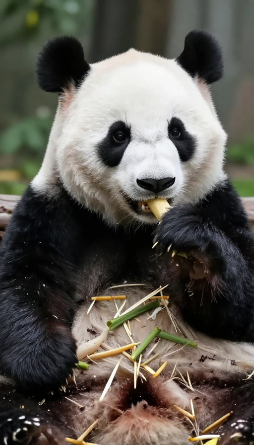 萌趣熊猫吃面时刻:美食与笑容的完美结合