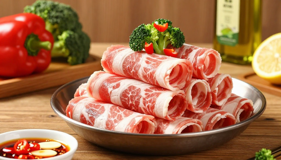 雪花牛肉高清摄影：诱人光泽与精致摆盘