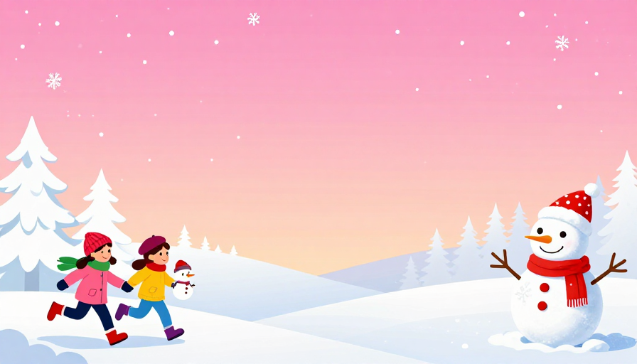 冬日童话:粉红渐变雪地童趣插画