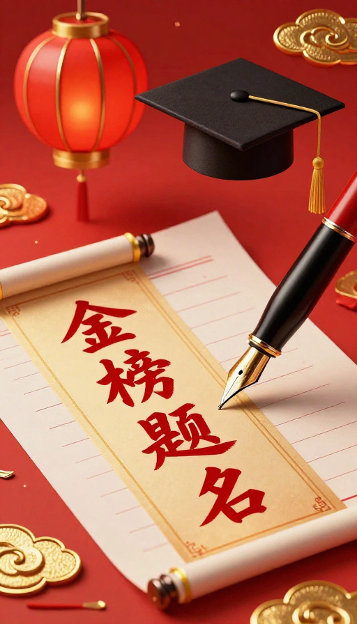 金榜题名！红金古典风高考加油海报
