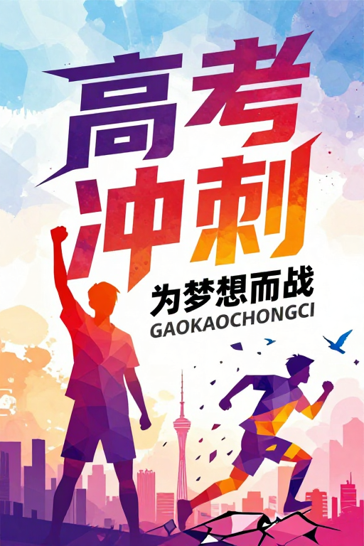 高考冲刺:青春力量突破与梦想启航的艺术海报