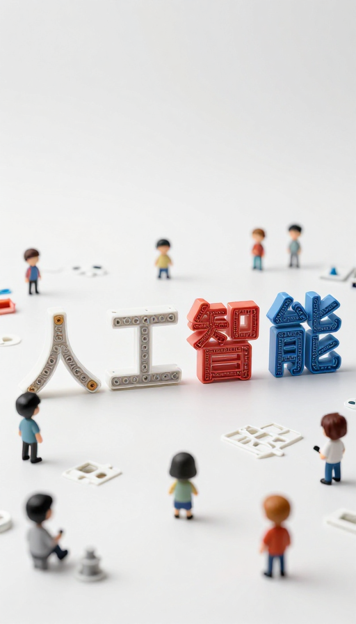 微观世界中的Q版‘人工智能’字体组装