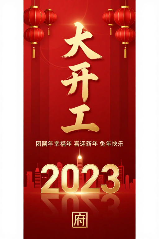 大开工立体金箔新年海报设计