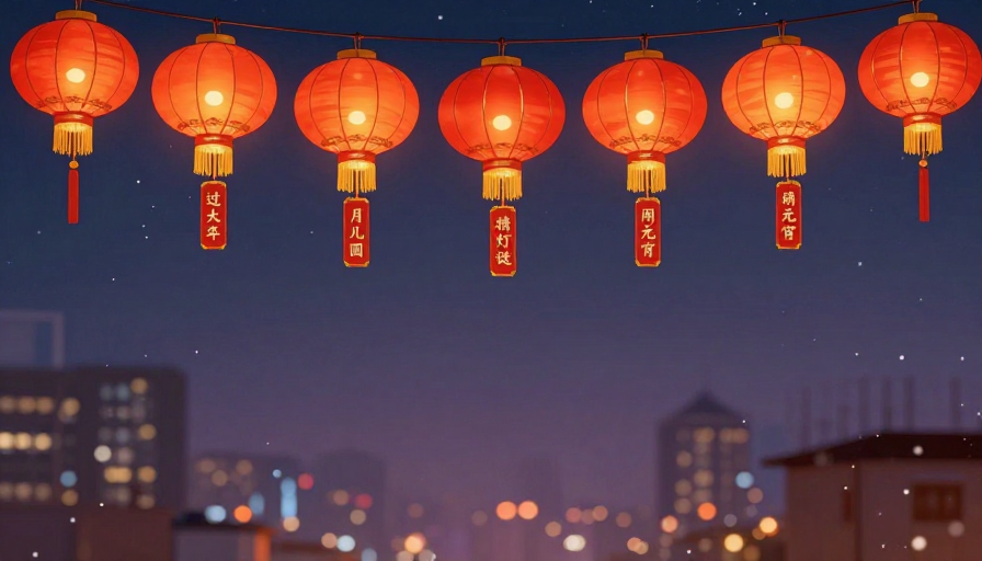 暖红灯笼映夜空·元宵佳节文化图景