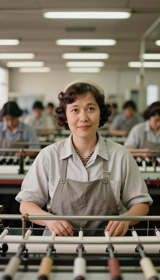 80年代纺织女工车间纪实:电影光效下的经典瞬间