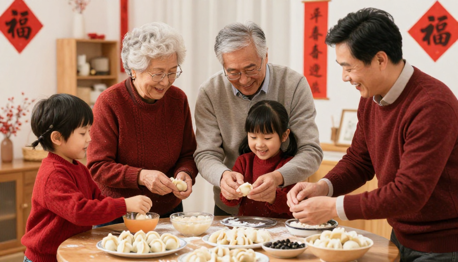 冬至团圆:家人共包饺子的温馨喜悦时刻