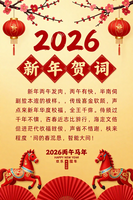 2026丙午马年新春贺词艺术海报
