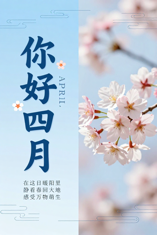 你好四月·春日静谧美学海报