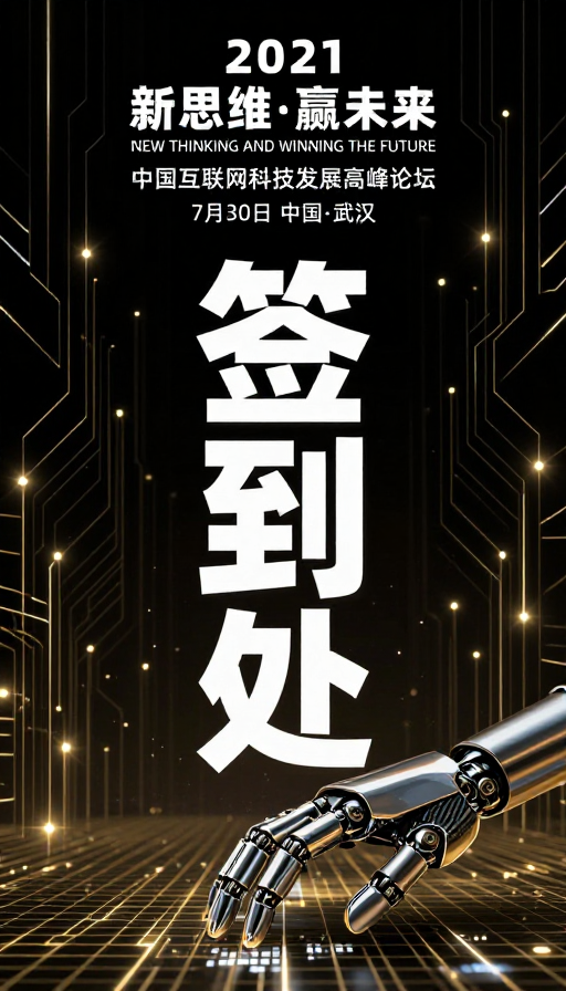 未来科技签到处：高端论坛数字签到视觉海报