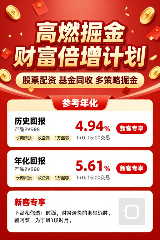 高燃掘金财富倍增计划金融促销海报