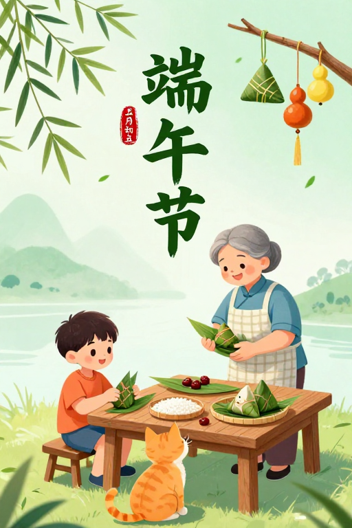 端午手绘温情粽香