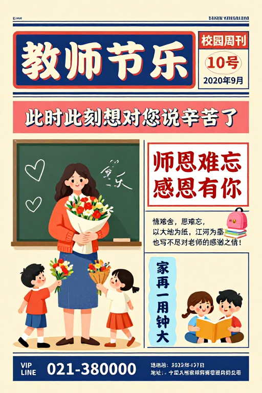 复古校园教师节温情海报设计