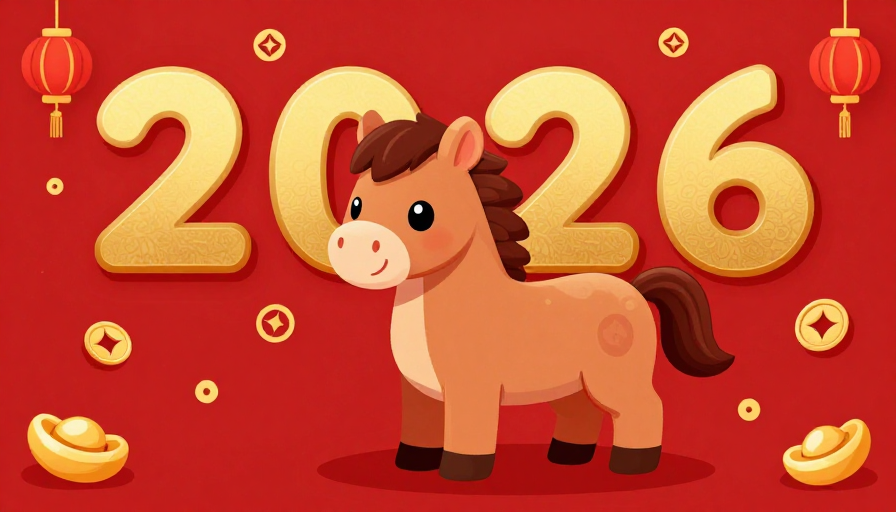 萌趣马年：2026春节喜庆插画