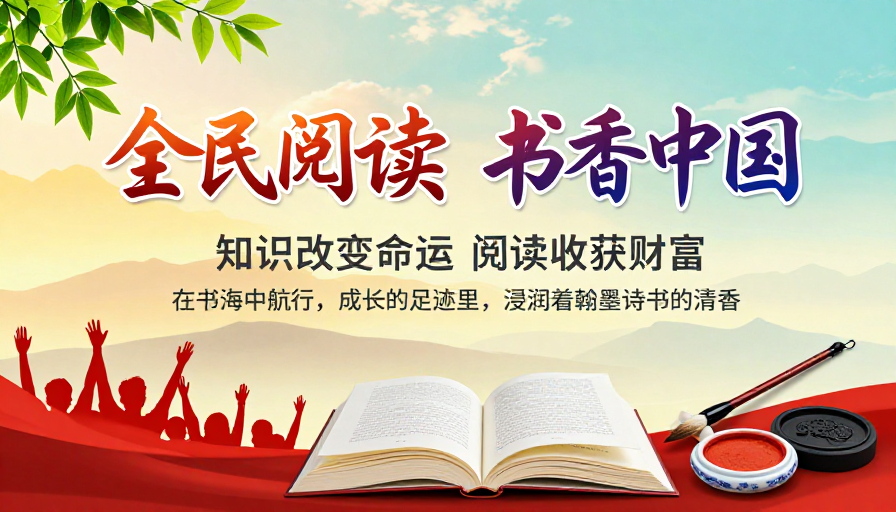 书香中国·全民阅读艺术海报：墨韵启智润心