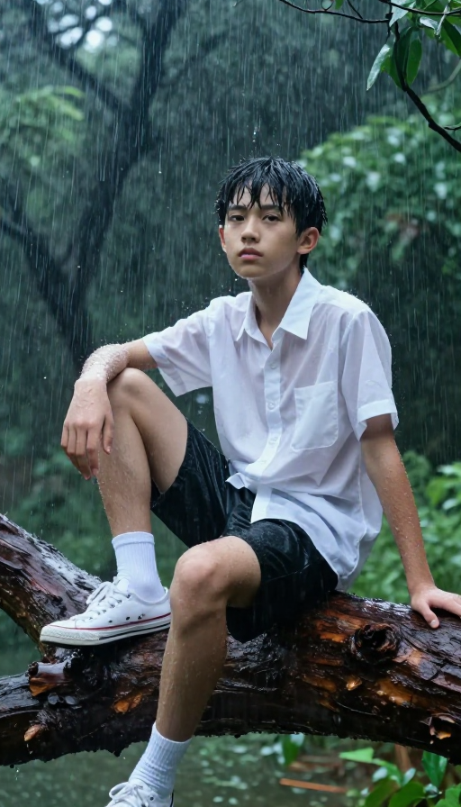暴雨中的少年：青春无畏的飒爽瞬间