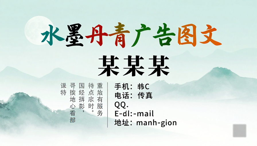 水墨丹青:青绿山水意境广告海报