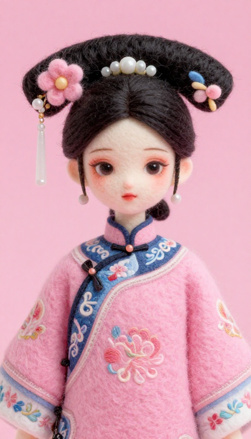 国风奇幻少女:粉彩毛毡质感插画