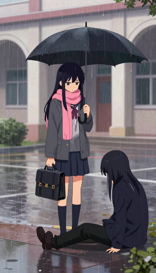 雨夜校园:日系像素双人情感瞬间