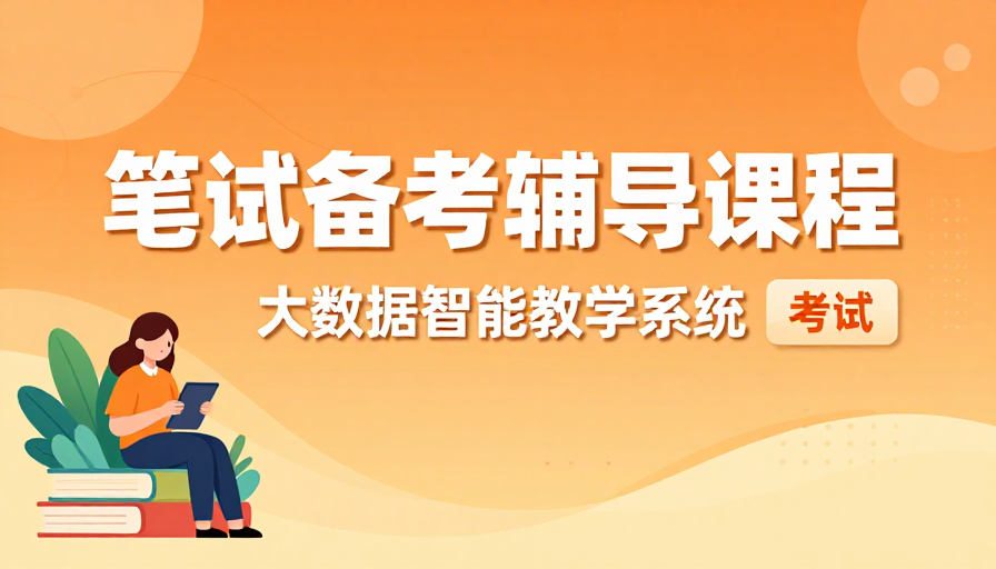 橙黄渐变科技感笔试备考课程宣传图