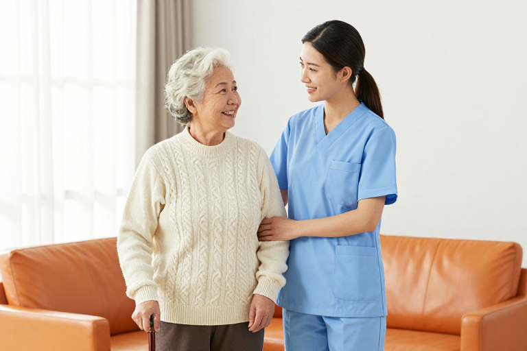 温情守护：年轻护士暖心搀扶长者
