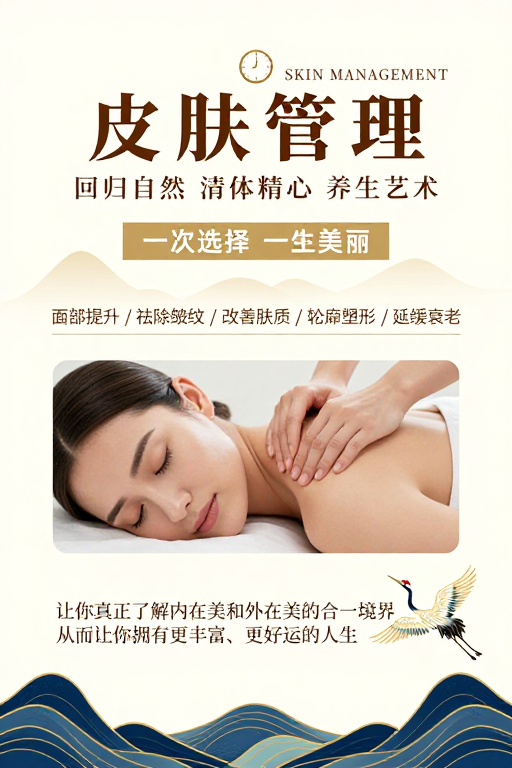 东方极简风皮肤管理高端疗愈海报