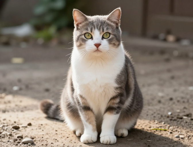 灵动虎斑猫户外写真:自然光影下的纯净时刻