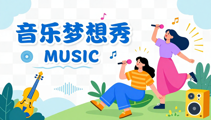 青春活力:天蓝草绿音乐节海报插画