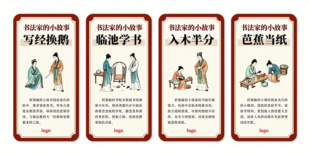 典雅古风四联书法文化宣传海报设计