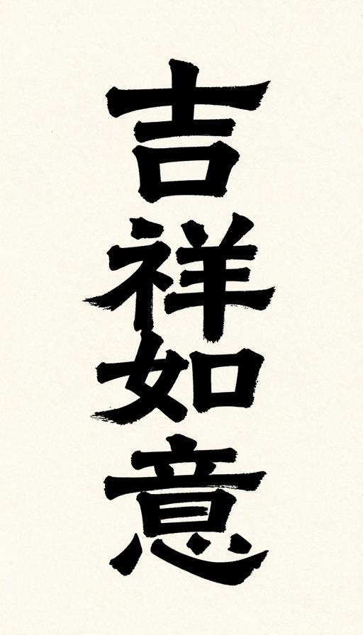 隶魏融合粗笔书法 吉祥如意竖排宣纸质感海报
