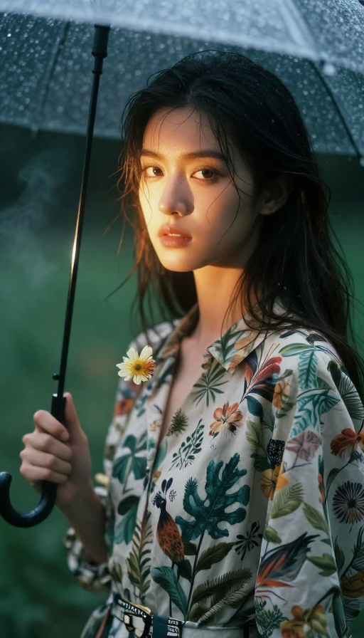 雨中霓虹：DORIS奢牌植物时装电影感人像摄影
