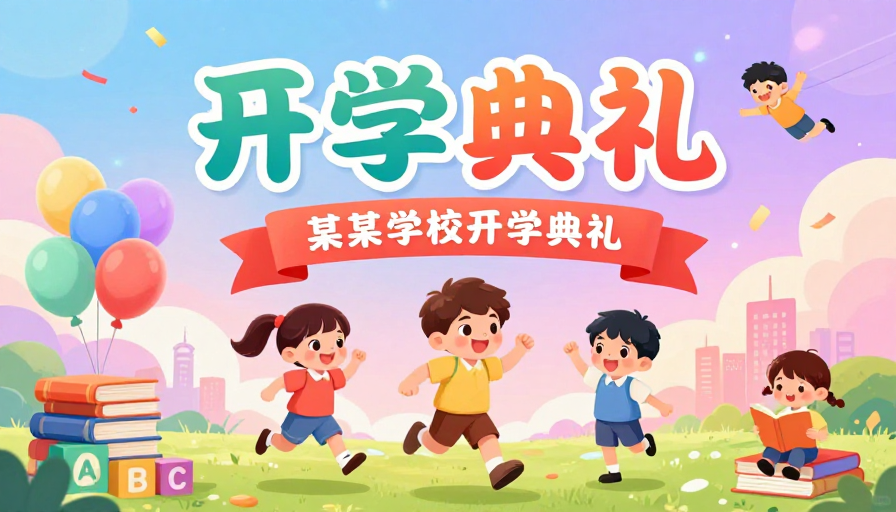 童趣梦幻开学典礼欢乐启程插画