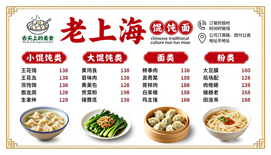 老上海传统美食菜单海报