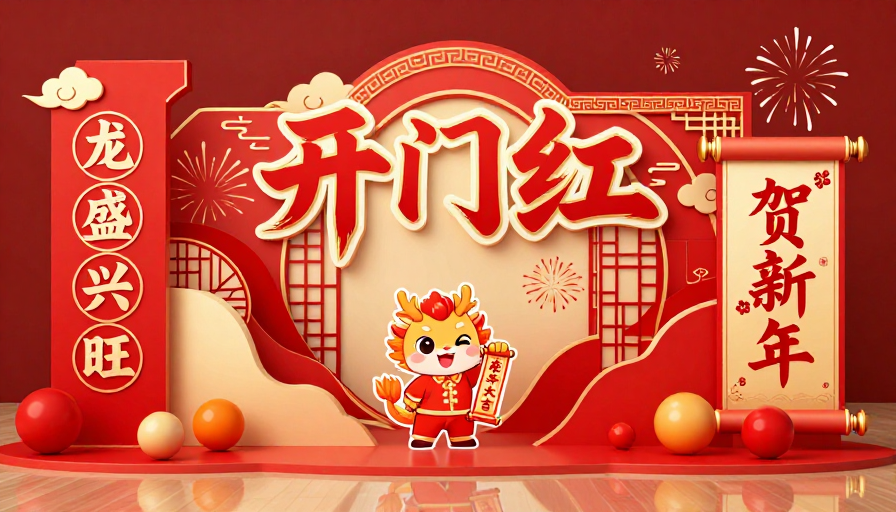 2024龙年国潮立体春节展：开门红喜庆设计