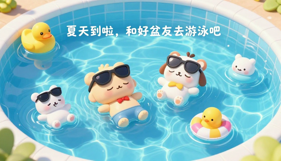 可爱卡通夏日泳池派对