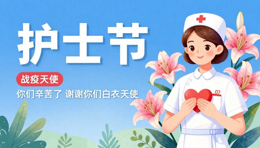 致敬白衣天使 护士节温馨插画海报