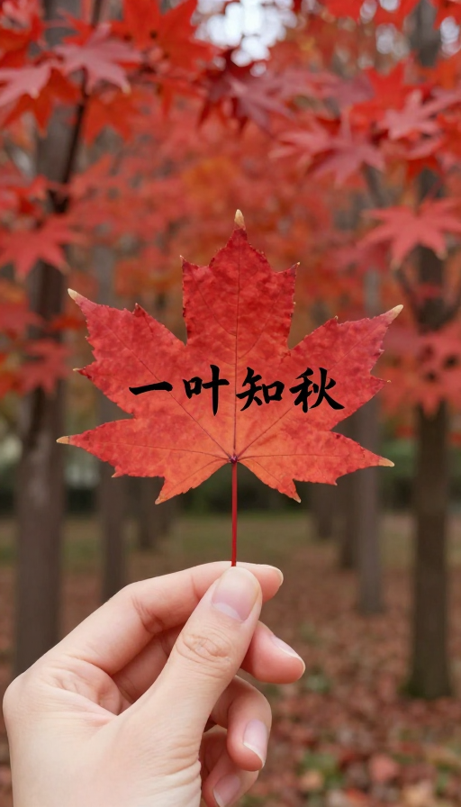 一叶知秋：秋日红枫与佳人手中的诗意瞬间