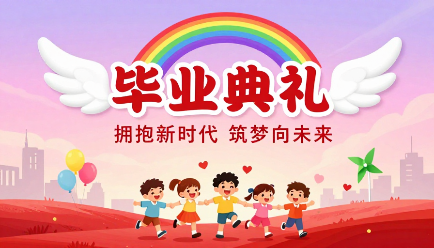 梦幻彩虹下的毕业典礼：童趣与希望的庆典