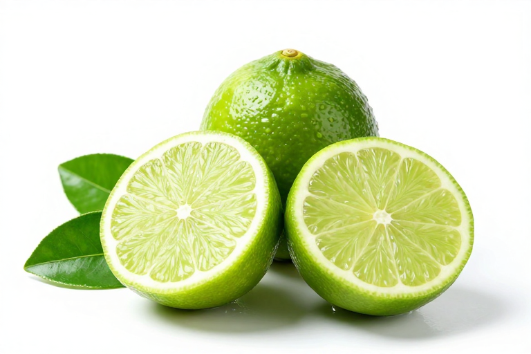 清新青柠特写：饱满多汁的冷调商业摄影