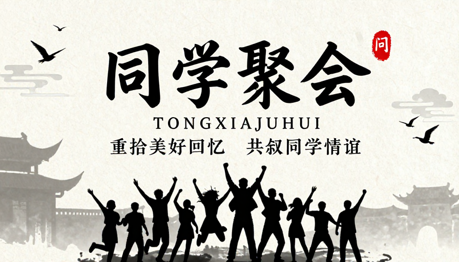 水墨风同学聚会怀旧海报设计