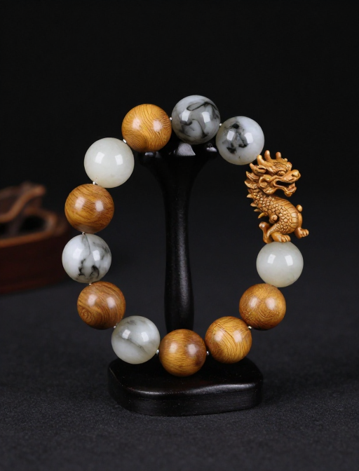 数字水墨交融：金丝楠木龙形手串艺术展示