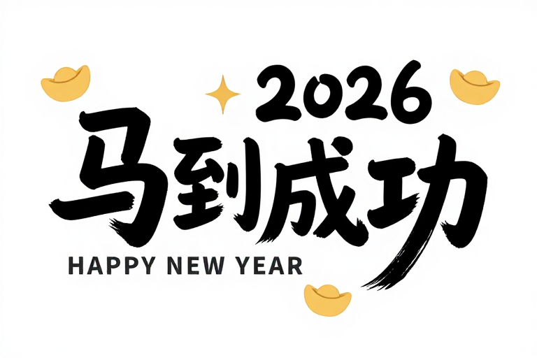 2026新年书法祝福，马到成功喜庆设计图