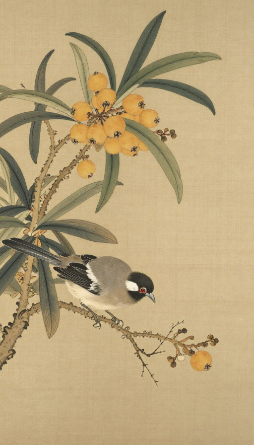 宋徽宗工笔枇杷山鸟图：宋代花鸟画的精妙呈现